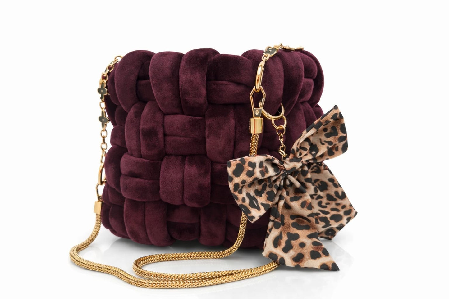 Statement-Tasche - Samt - Bordeaux - 23x23cm