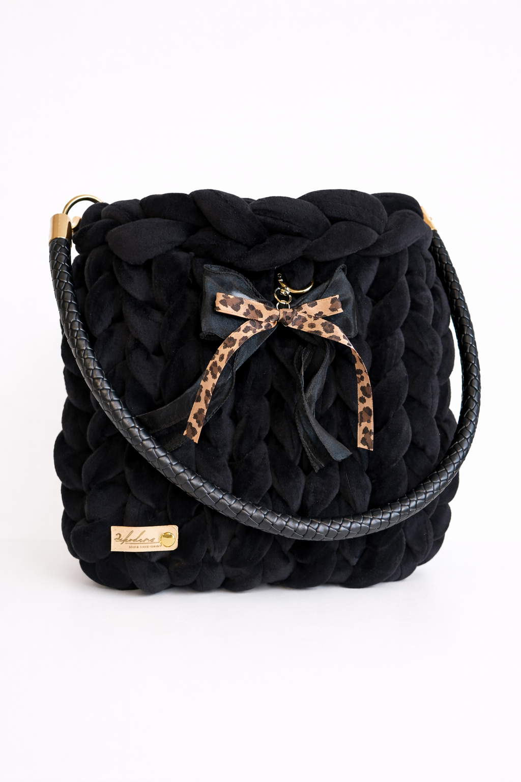 Statement-Tasche - Samt - Schwarz - 27x25cm