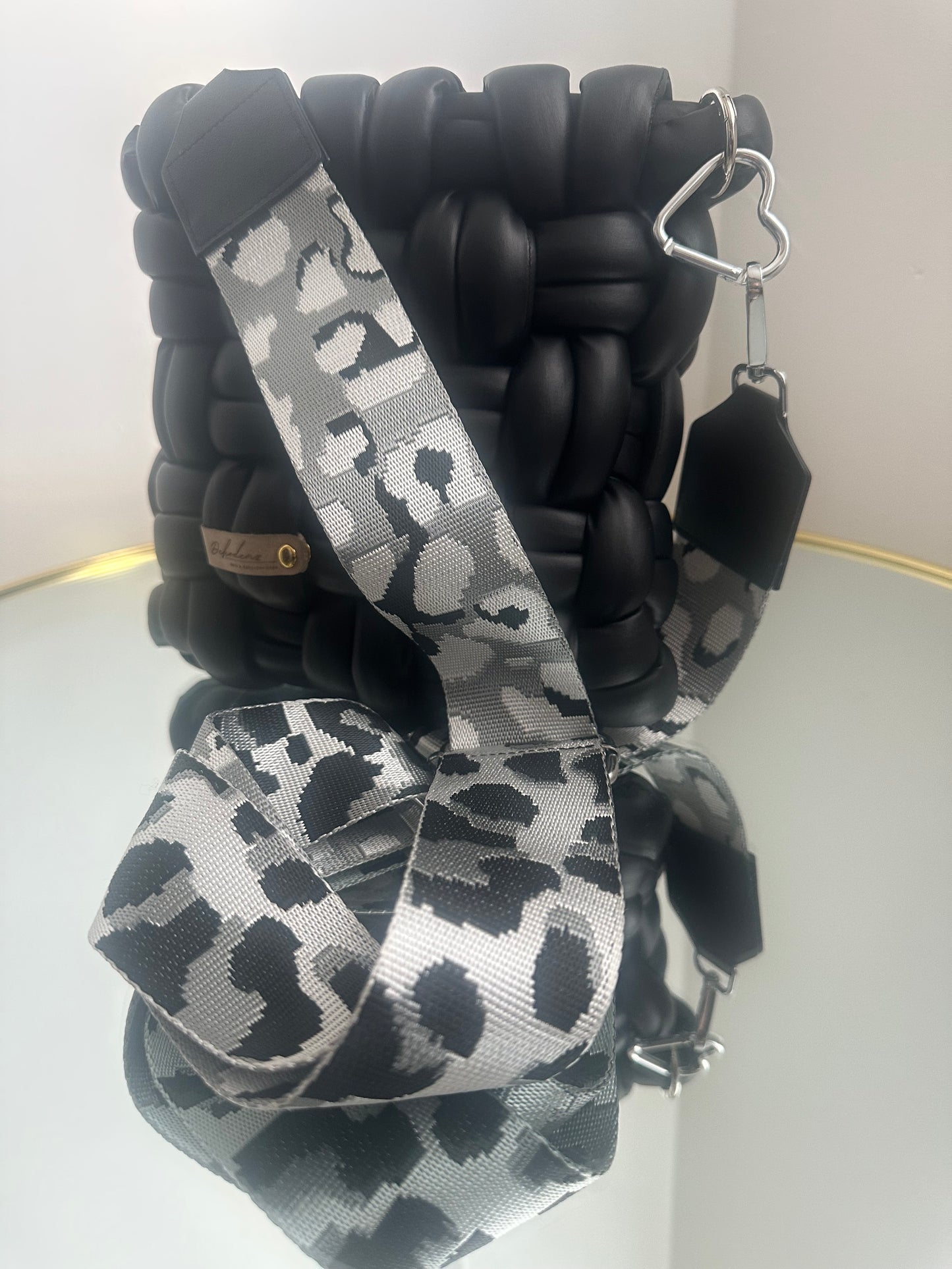 Statement-Tasche - Leder - Schwarz - 23x23cm